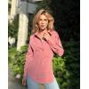 imageHOTOUCH Womens Button Down Shirts Long Sleeve Dress Shirt Slim Fitted Work Tops Collared Dressy Casual Business BlousesPurplish Red