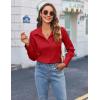 imageHOTOUCH Womens Button Down Shirts Long Sleeve Dress Shirt Slim Fitted Work Tops Collared Dressy Casual Business BlousesRed Classic