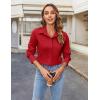 imageHOTOUCH Womens Button Down Shirts Long Sleeve Dress Shirt Slim Fitted Work Tops Collared Dressy Casual Business BlousesRed Classic