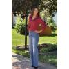 imageHOTOUCH Womens Button Down Shirts Long Sleeve Dress Shirt Slim Fitted Work Tops Collared Dressy Casual Business BlousesWine Red