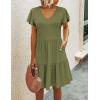 imageHOTOUCH Womens Casual Summer Dress with Pockets V Neck Ruffle Sleeve ALine DressesArmy Green