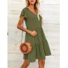 imageHOTOUCH Womens Casual Summer Dress with Pockets V Neck Ruffle Sleeve ALine DressesArmy Green