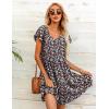 imageHOTOUCH Womens Casual Summer Dress with Pockets V Neck Ruffle Sleeve ALine DressesBlack Floralprinted