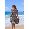imageHOTOUCH Womens Casual Summer Dress with Pockets V Neck Ruffle Sleeve ALine DressesBlack Floralprinted