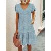 imageHOTOUCH Womens Casual Summer Dress with Pockets V Neck Ruffle Sleeve ALine DressesBlue Printed