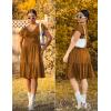 imageHOTOUCH Womens Casual Summer Dress with Pockets V Neck Ruffle Sleeve ALine DressesBrown