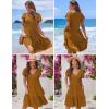 imageHOTOUCH Womens Casual Summer Dress with Pockets V Neck Ruffle Sleeve ALine DressesBrown