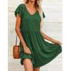 imageHOTOUCH Womens Casual Summer Dress with Pockets V Neck Ruffle Sleeve ALine DressesDark Green