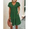imageHOTOUCH Womens Casual Summer Dress with Pockets V Neck Ruffle Sleeve ALine DressesDark Green
