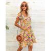 imageHOTOUCH Womens Casual Summer Dress with Pockets V Neck Ruffle Sleeve ALine DressesFloralprinted