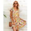 imageHOTOUCH Womens Casual Summer Dress with Pockets V Neck Ruffle Sleeve ALine DressesFloralprinted