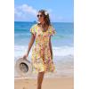 imageHOTOUCH Womens Casual Summer Dress with Pockets V Neck Ruffle Sleeve ALine DressesFloralprinted