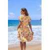 imageHOTOUCH Womens Casual Summer Dress with Pockets V Neck Ruffle Sleeve ALine DressesFloralprinted
