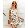 imageHOTOUCH Womens Casual Summer Dress with Pockets V Neck Ruffle Sleeve ALine DressesFloralprinted2