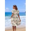 imageHOTOUCH Womens Casual Summer Dress with Pockets V Neck Ruffle Sleeve ALine DressesFloralprinted2