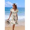 imageHOTOUCH Womens Casual Summer Dress with Pockets V Neck Ruffle Sleeve ALine DressesFloralprinted2