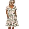 imageHOTOUCH Womens Casual Summer Dress with Pockets V Neck Ruffle Sleeve ALine DressesFloralprinted2