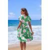 imageHOTOUCH Womens Casual Summer Dress with Pockets V Neck Ruffle Sleeve ALine DressesGreen Pinkprinted
