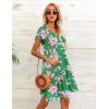 imageHOTOUCH Womens Casual Summer Dress with Pockets V Neck Ruffle Sleeve ALine DressesGreen Pinkprinted