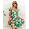 imageHOTOUCH Womens Casual Summer Dress with Pockets V Neck Ruffle Sleeve ALine DressesGreen Pinkprinted