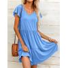 imageHOTOUCH Womens Casual Summer Dress with Pockets V Neck Ruffle Sleeve ALine DressesLight Blue