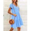 imageHOTOUCH Womens Casual Summer Dress with Pockets V Neck Ruffle Sleeve ALine DressesLight Blue
