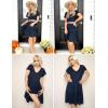 imageHOTOUCH Womens Casual Summer Dress with Pockets V Neck Ruffle Sleeve ALine DressesNavy Blue