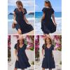 imageHOTOUCH Womens Casual Summer Dress with Pockets V Neck Ruffle Sleeve ALine DressesNavy Blue