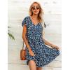imageHOTOUCH Womens Casual Summer Dress with Pockets V Neck Ruffle Sleeve ALine DressesNavy Bluewhite Floral