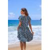 imageHOTOUCH Womens Casual Summer Dress with Pockets V Neck Ruffle Sleeve ALine DressesNavy Bluewhite Floral