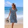 imageHOTOUCH Womens Casual Summer Dress with Pockets V Neck Ruffle Sleeve ALine DressesNavy Bluewhite Floral