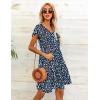 imageHOTOUCH Womens Casual Summer Dress with Pockets V Neck Ruffle Sleeve ALine DressesNavy Bluewhite Floral