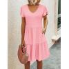 imageHOTOUCH Womens Casual Summer Dress with Pockets V Neck Ruffle Sleeve ALine DressesPink