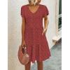 imageHOTOUCH Womens Casual Summer Dress with Pockets V Neck Ruffle Sleeve ALine DressesPolka Dot Wine