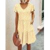 imageHOTOUCH Womens Casual Summer Dress with Pockets V Neck Ruffle Sleeve ALine DressesPrinted Blue