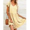 imageHOTOUCH Womens Casual Summer Dress with Pockets V Neck Ruffle Sleeve ALine DressesPrinted Blue