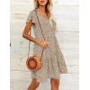 imageHOTOUCH Womens Casual Summer Dress with Pockets V Neck Ruffle Sleeve ALine DressesPrinted Pink