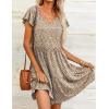imageHOTOUCH Womens Casual Summer Dress with Pockets V Neck Ruffle Sleeve ALine DressesPrinted Pink