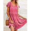 imageHOTOUCH Womens Casual Summer Dress with Pockets V Neck Ruffle Sleeve ALine DressesPrinted Red