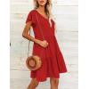 imageHOTOUCH Womens Casual Summer Dress with Pockets V Neck Ruffle Sleeve ALine DressesRed