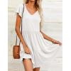 imageHOTOUCH Womens Casual Summer Dress with Pockets V Neck Ruffle Sleeve ALine DressesWhite
