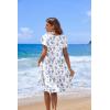 imageHOTOUCH Womens Casual Summer Dress with Pockets V Neck Ruffle Sleeve ALine DressesWhiteblue Floral