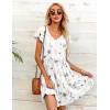 imageHOTOUCH Womens Casual Summer Dress with Pockets V Neck Ruffle Sleeve ALine DressesWhiteprinted