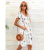 imageHOTOUCH Womens Casual Summer Dress with Pockets V Neck Ruffle Sleeve ALine DressesWhiteprinted