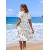 imageHOTOUCH Womens Casual Summer Dress with Pockets V Neck Ruffle Sleeve ALine DressesWhiteprinted