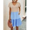 imageHOTOUCH Womens Casual Summer Dress with Pockets V Neck Ruffle Sleeve ALine DressesZblue