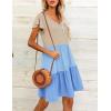imageHOTOUCH Womens Casual Summer Dress with Pockets V Neck Ruffle Sleeve ALine DressesZblue