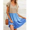 imageHOTOUCH Womens Casual Summer Dress with Pockets V Neck Ruffle Sleeve ALine DressesZblue