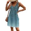 imageHOTOUCH Womens Casual Sundress with Pockets Summer Beach Dress Floral TShirts Dress V Neck Loose Tank DressesBlue Green Floral