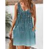 imageHOTOUCH Womens Casual Sundress with Pockets Summer Beach Dress Floral TShirts Dress V Neck Loose Tank DressesBlue Green Floral